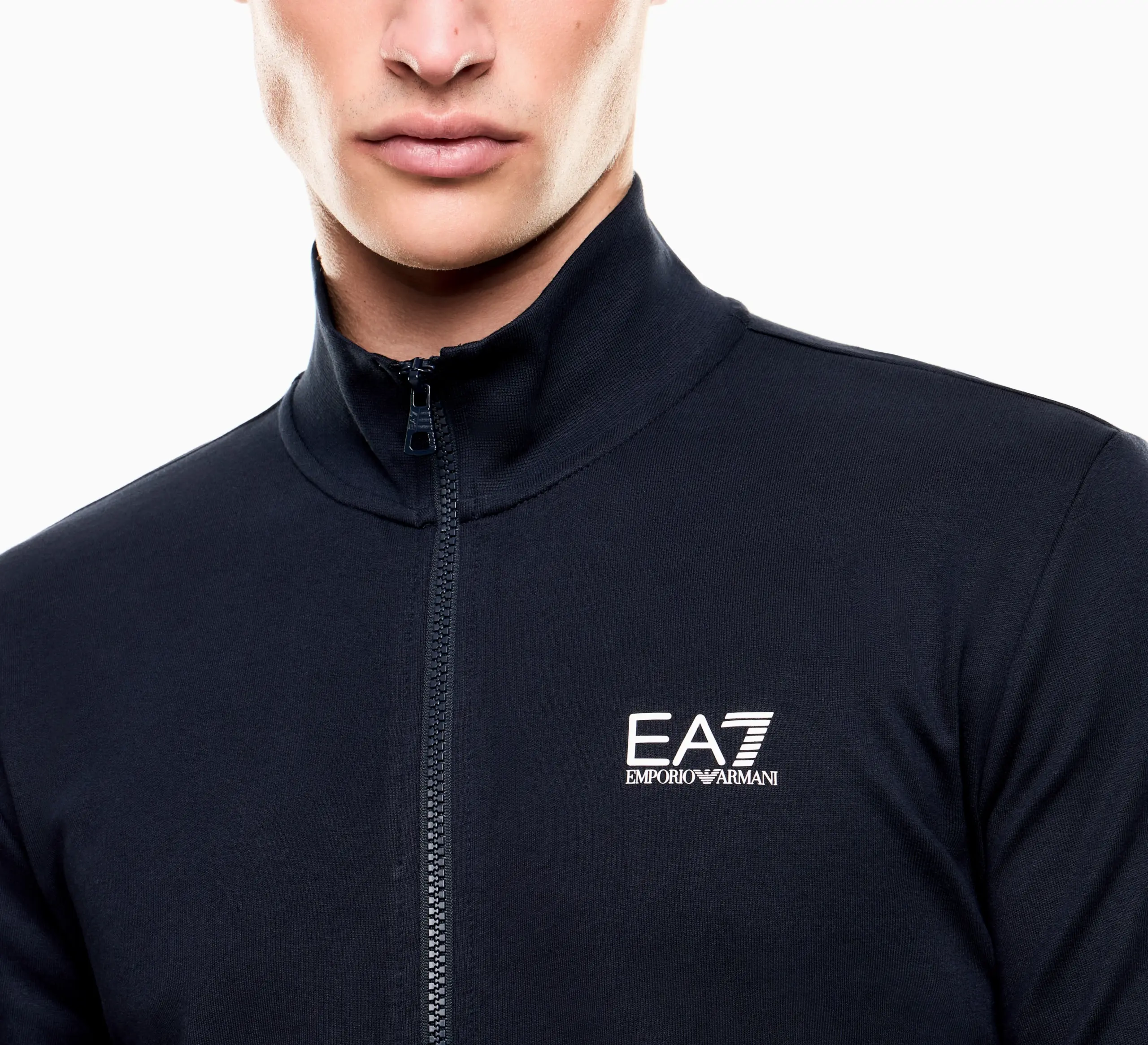 Felpa EA7 uomo con zip Core Identity in cotone - immagine 4