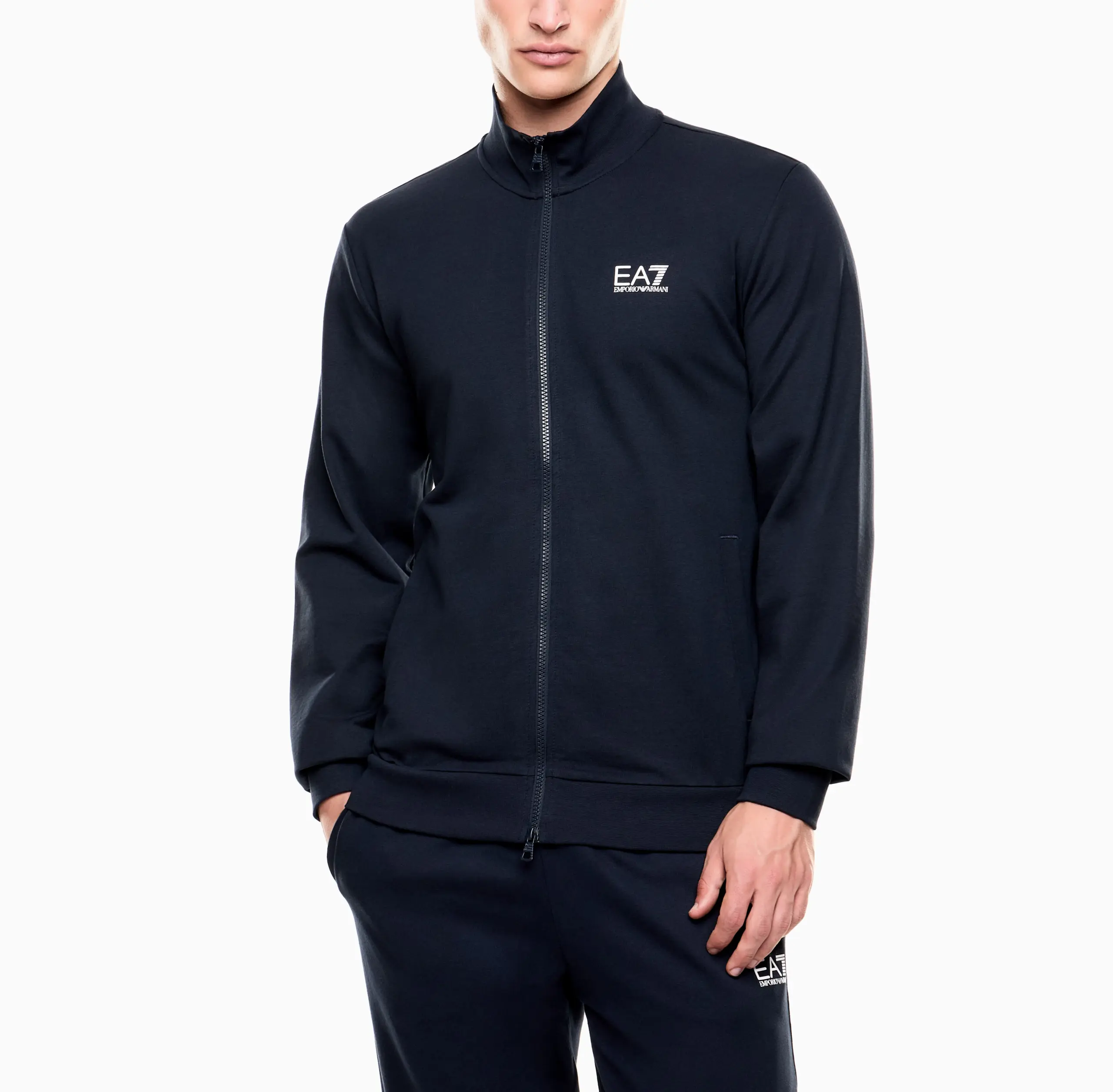 Felpa EA7 uomo con zip Core Identity in cotone - immagine 2