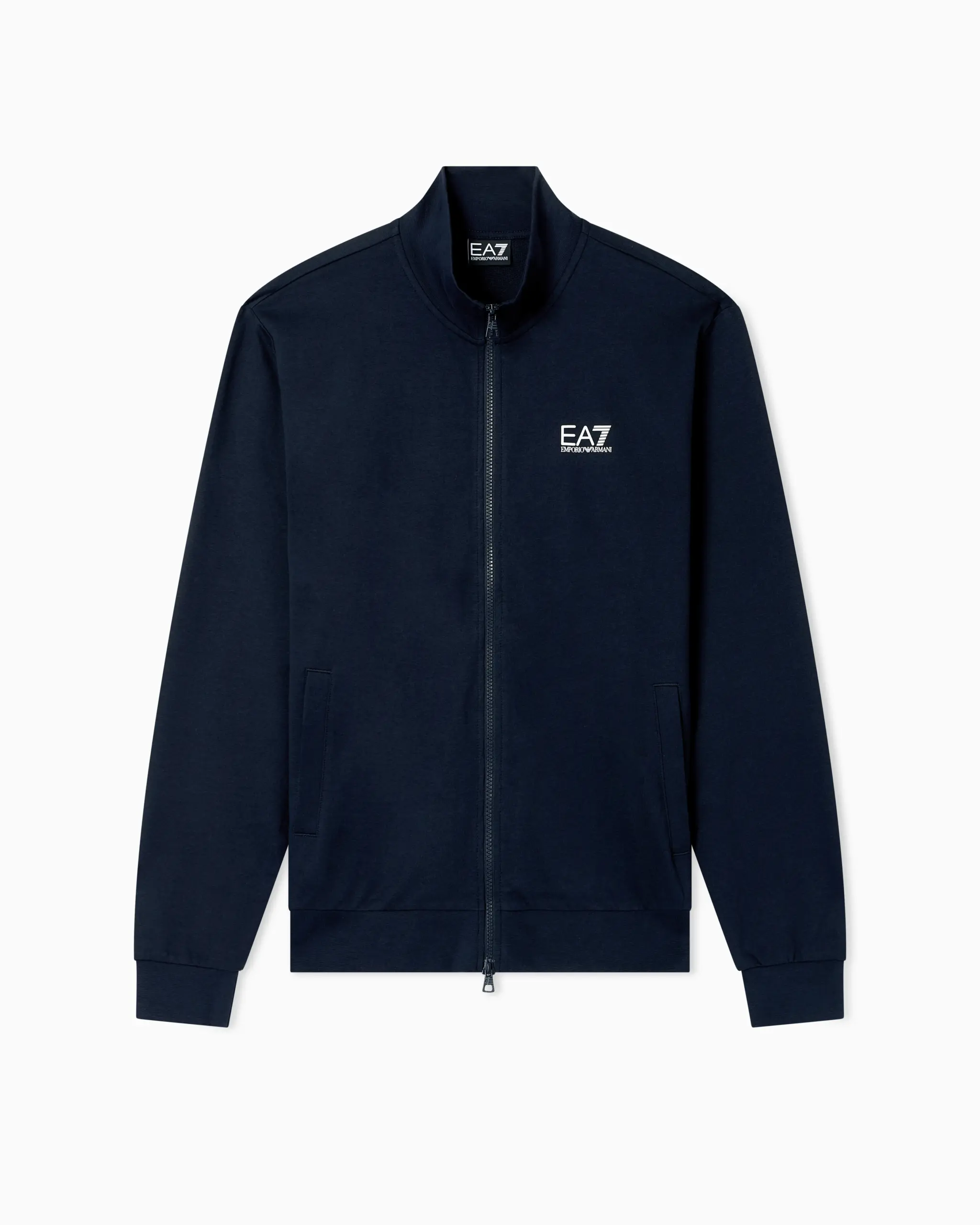 Felpa EA7 uomo con zip Core Identity in cotone