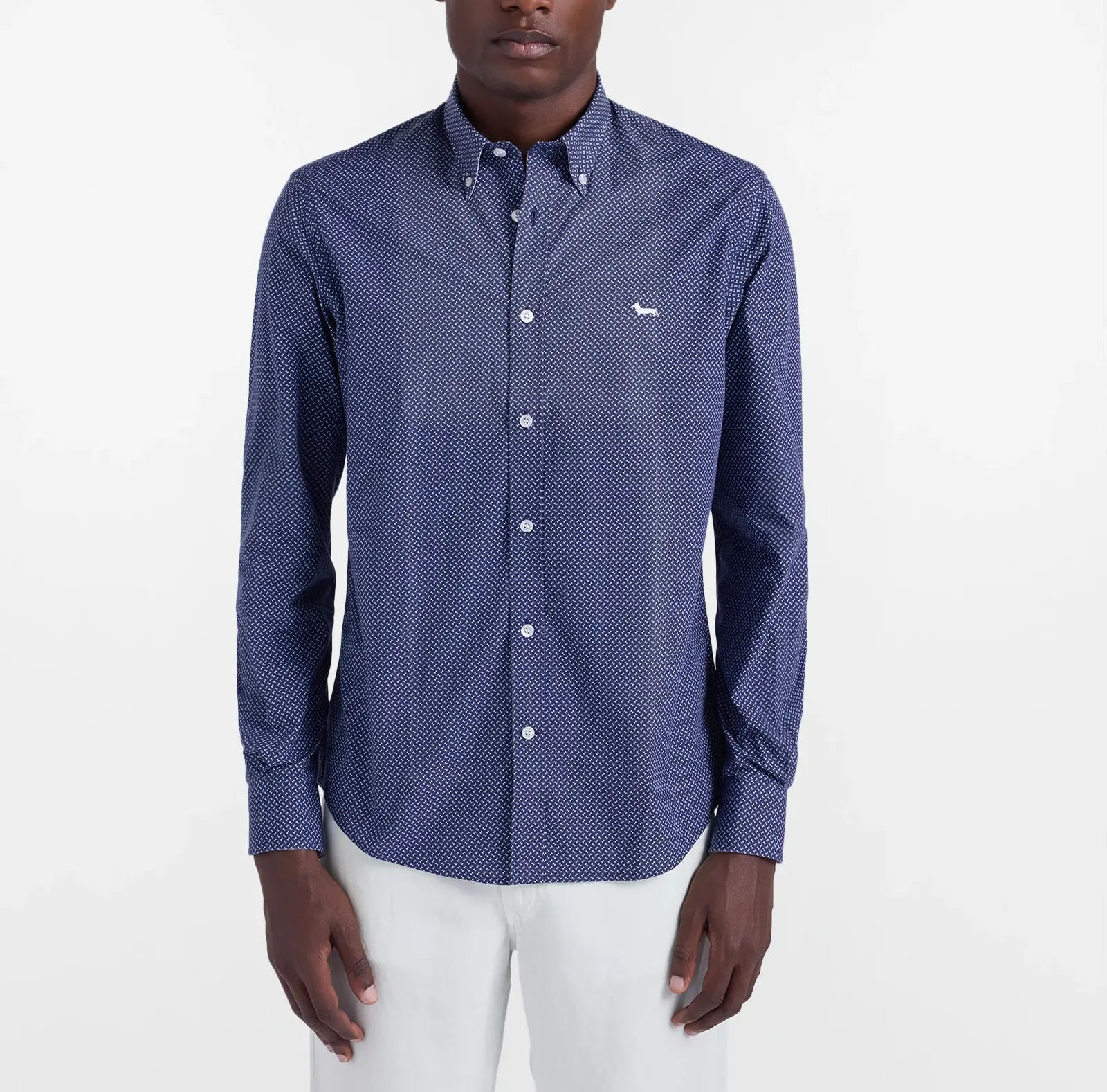 Camicia micro stampa regular fit blu navy - immagine 2