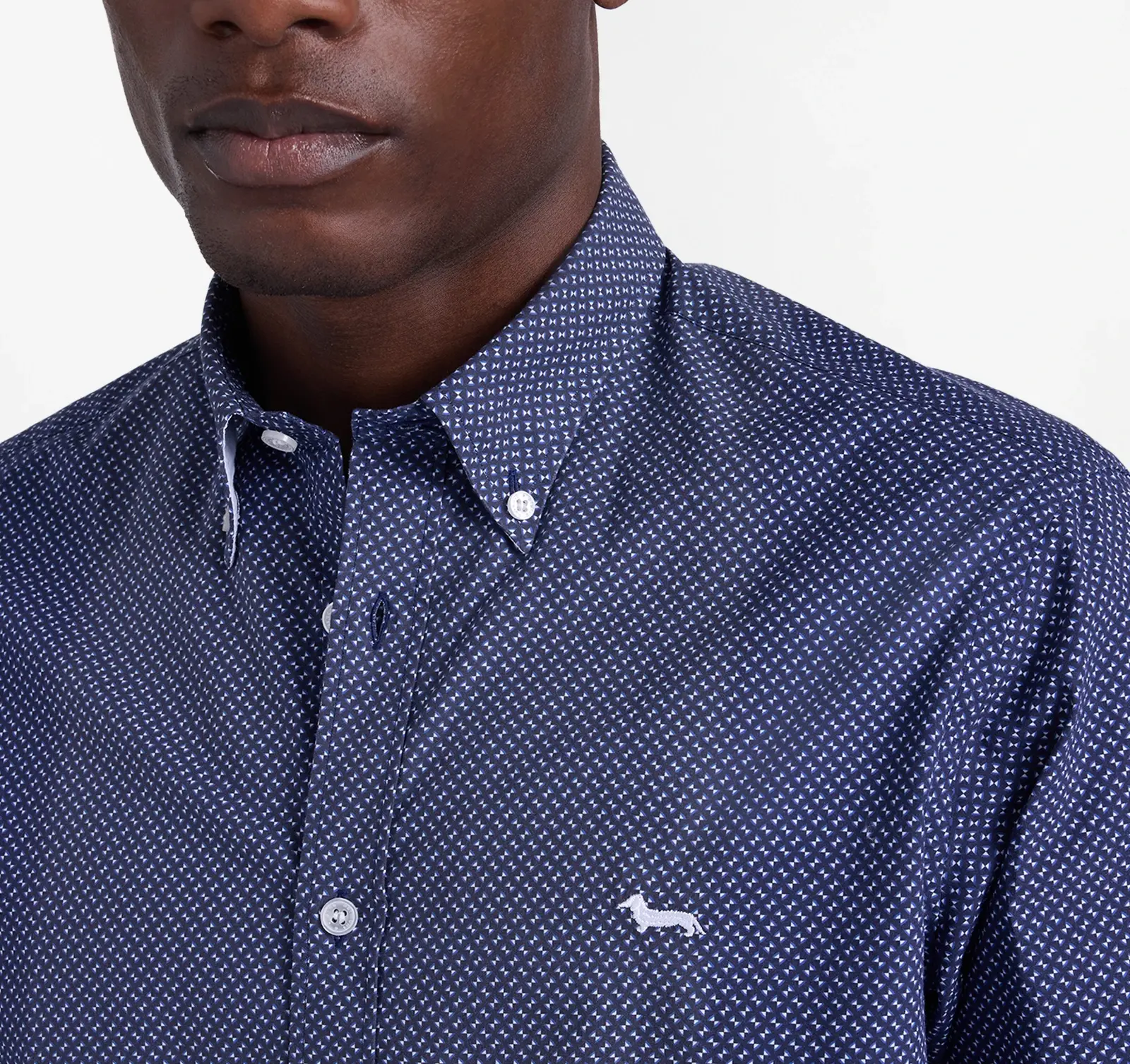 Camicia micro stampa regular fit blu navy