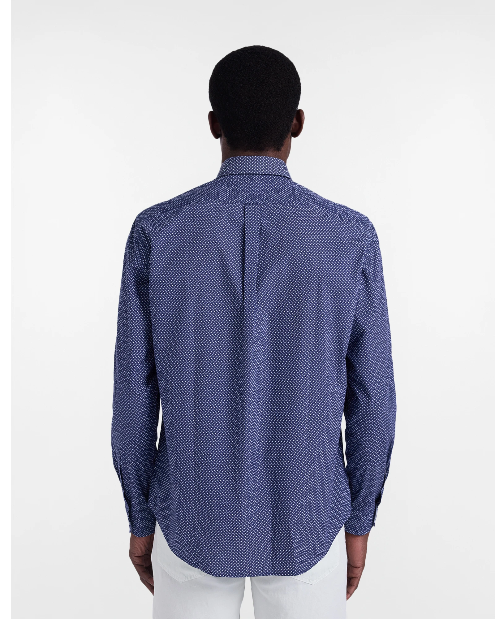 Camicia micro stampa regular fit blu navy - immagine 3