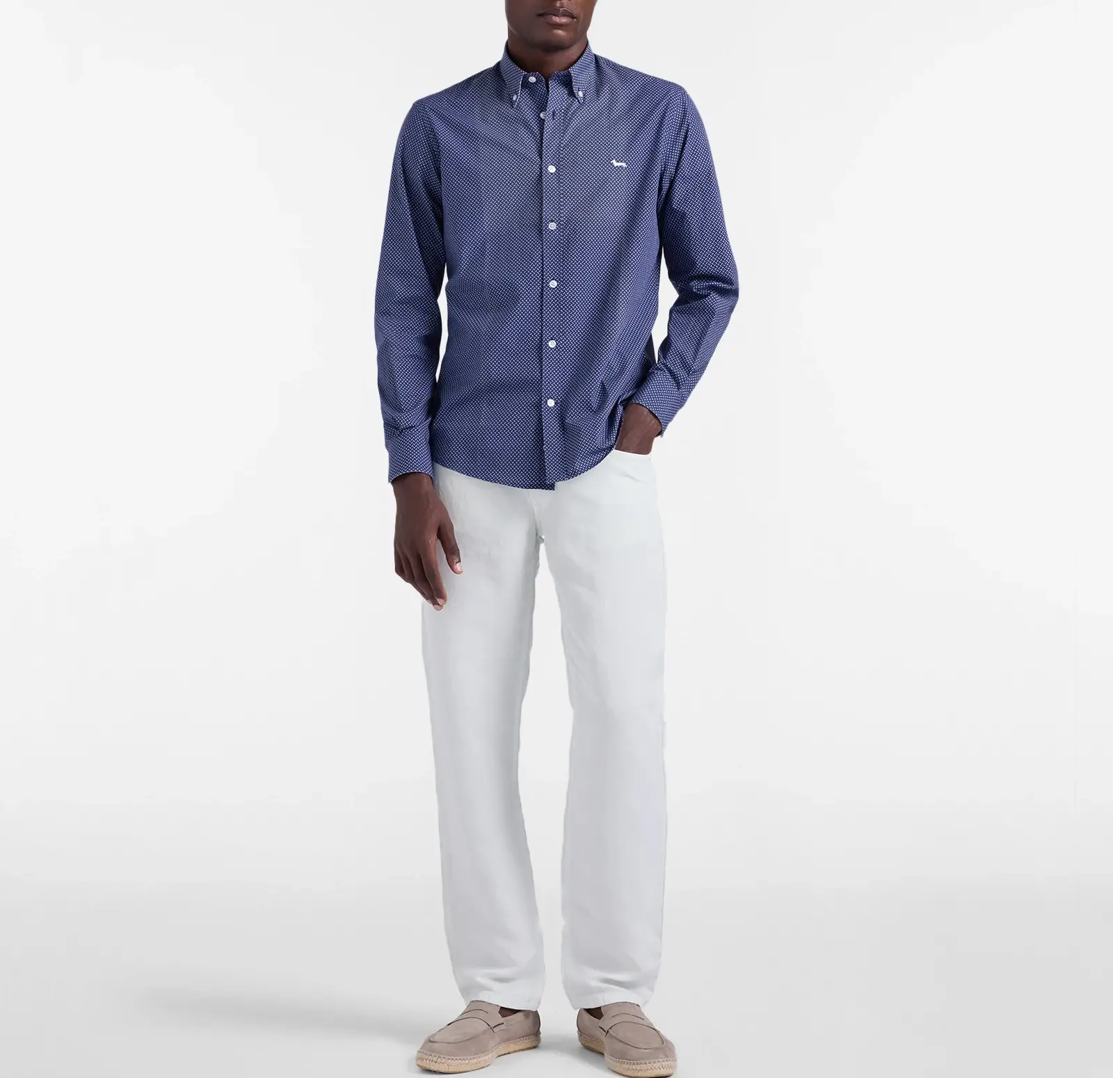 Camicia micro stampa regular fit blu navy - immagine 4