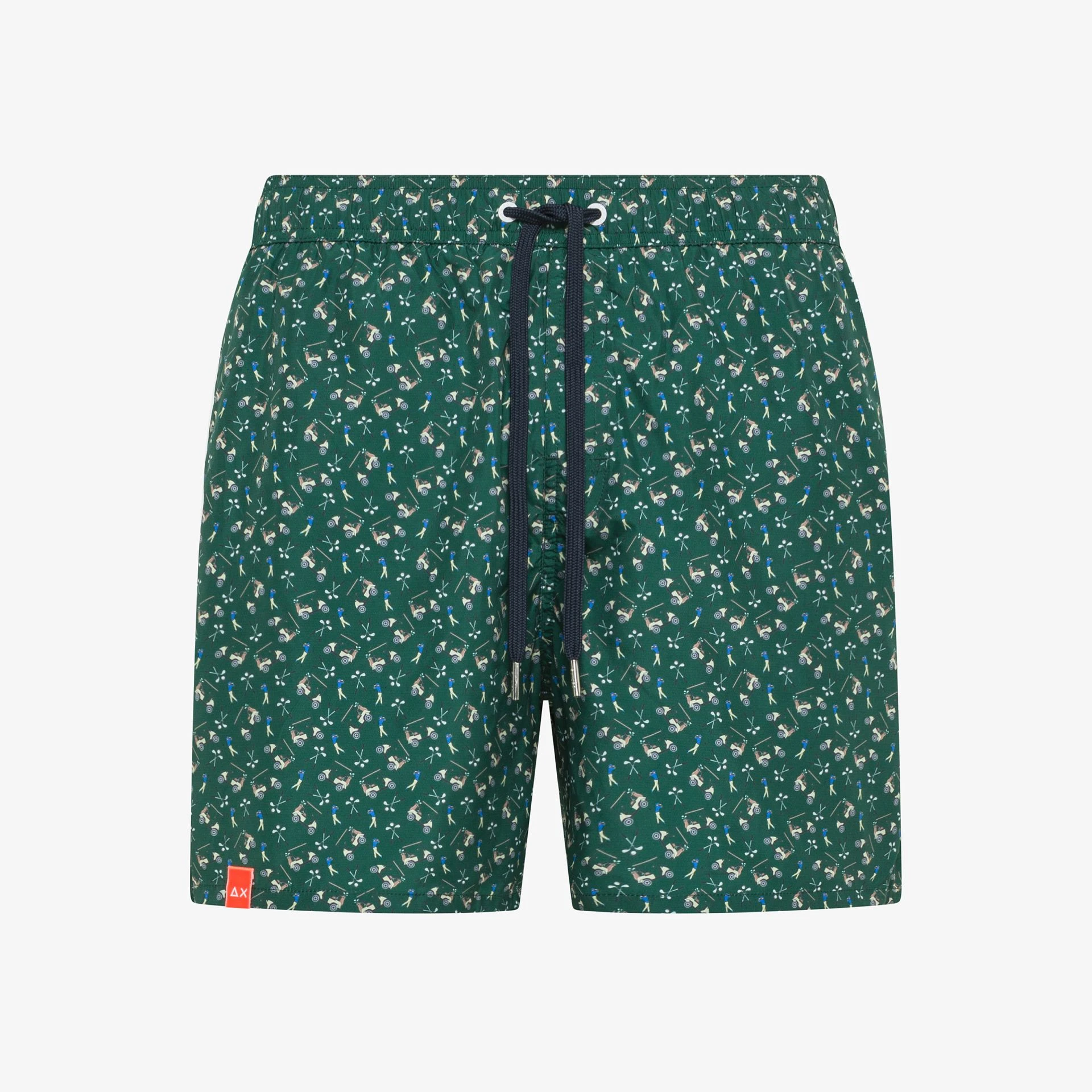 Shorts Mare Uomo con Stampa Verde Scuro