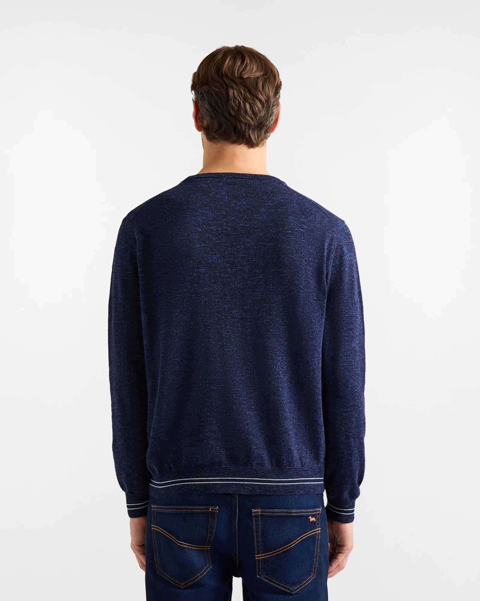 Paricollo Uomo Cotone Lino Effetto Tweed Blu - immagine 4