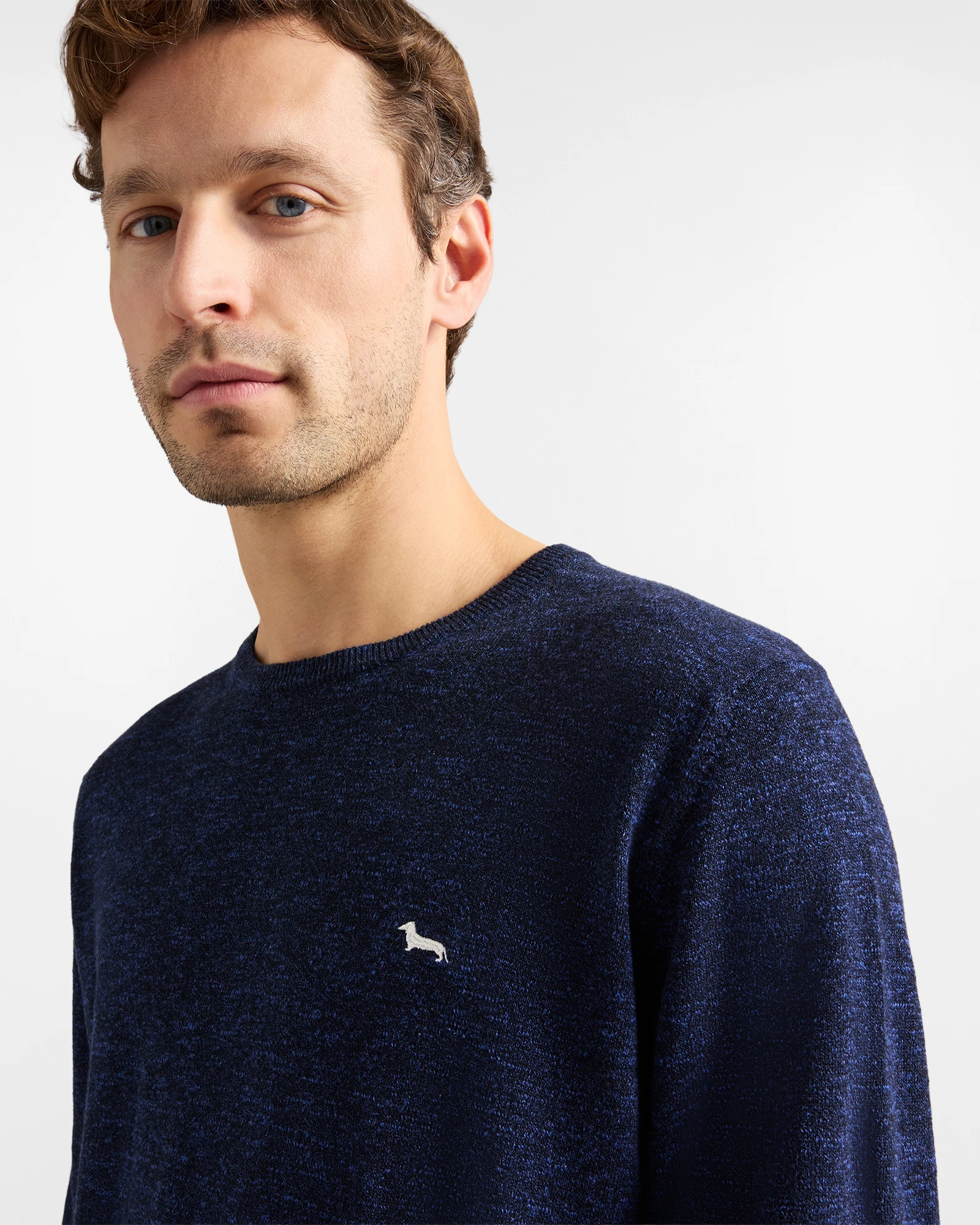 Paricollo Uomo Cotone Lino Effetto Tweed Blu - immagine 2