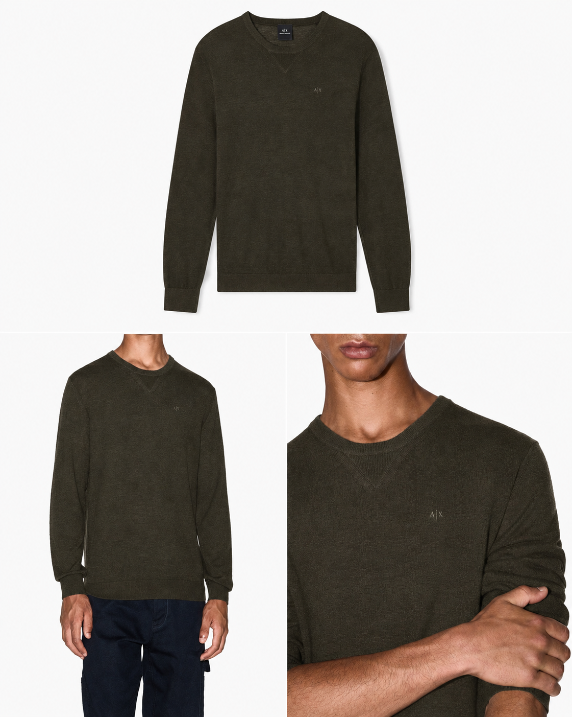 Maglia Uomo Girocollo in Lana Merino Torba | Armani Exchange