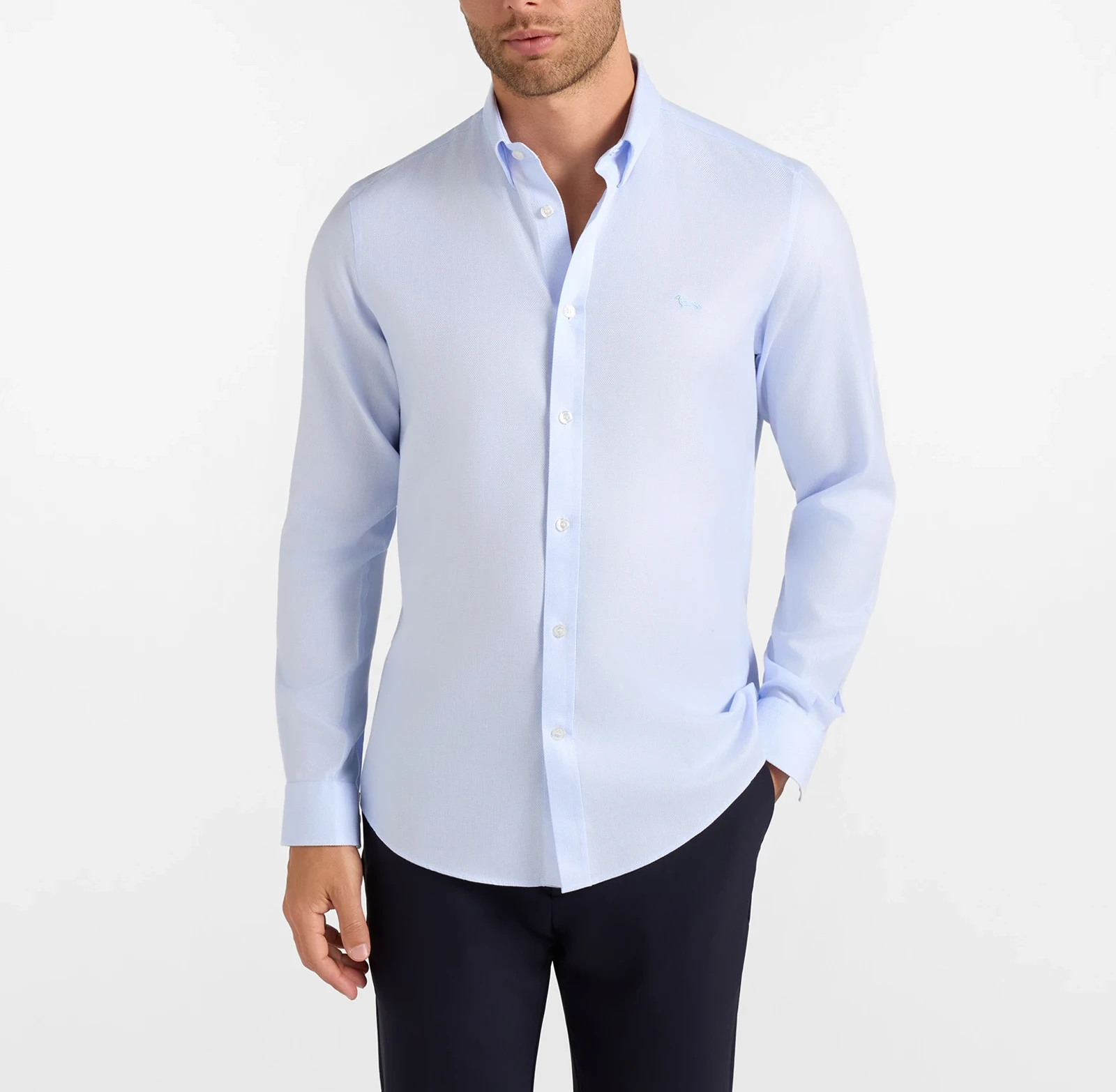 Camicia Uomo Azzurra No Iron in Cotone | Harmont & Blaine - immagine 2