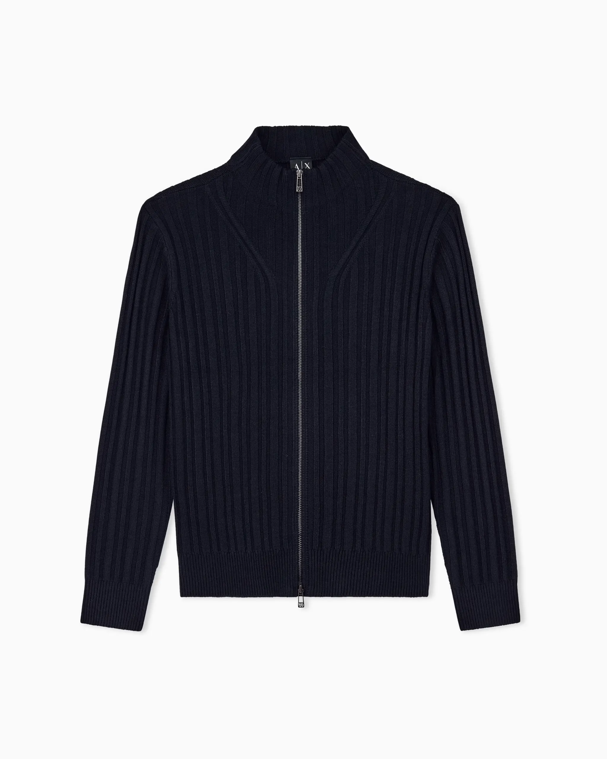 Cardigan uomo Armani Exchange blu navy in misto lana e cotone